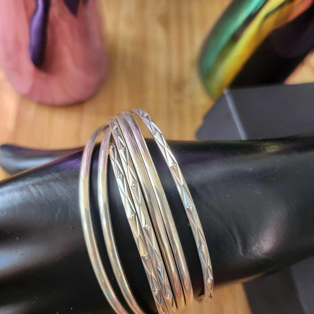 950 Sterling Silver Bangle Bracelets - image 3